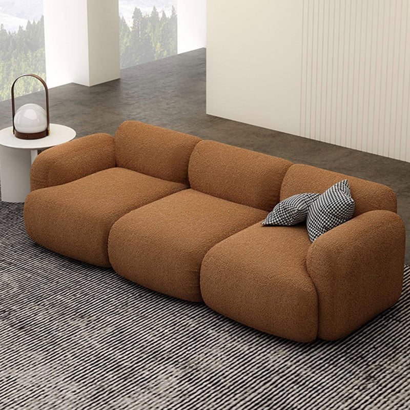Contemporary Standard Sofa 1/3-seater Round Arm Sofa in White/Brown