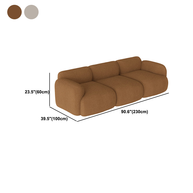 Contemporary Standard Sofa 1/3-seater Round Arm Sofa in White/Brown
