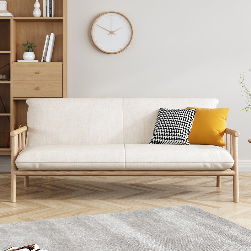 Contemporary Fabric Slipcovered Sofa 30.31" High Solid Wood Sofa