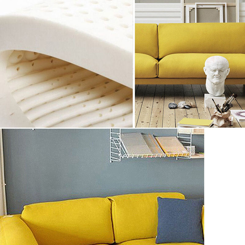 35.43 inch Wide Linen Sofa Square Arm Cushions Sofa in Yellow