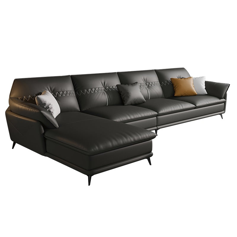 Contemporary Faux Leather Stationary Living Room Pillow Top Arm Seating