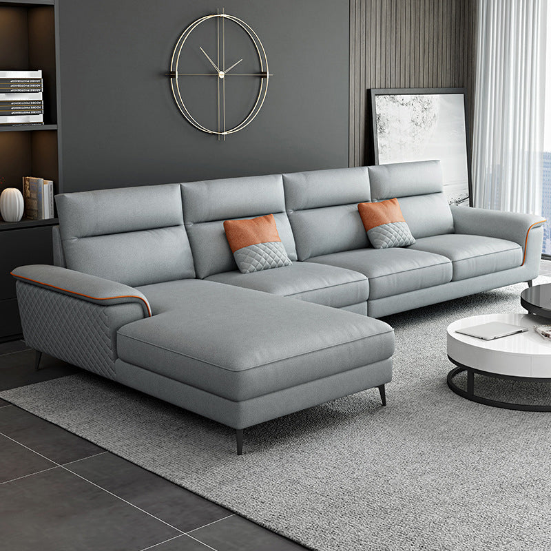 Contemporary Faux Leather Stationary Living Room Cushions Sofa Chaise