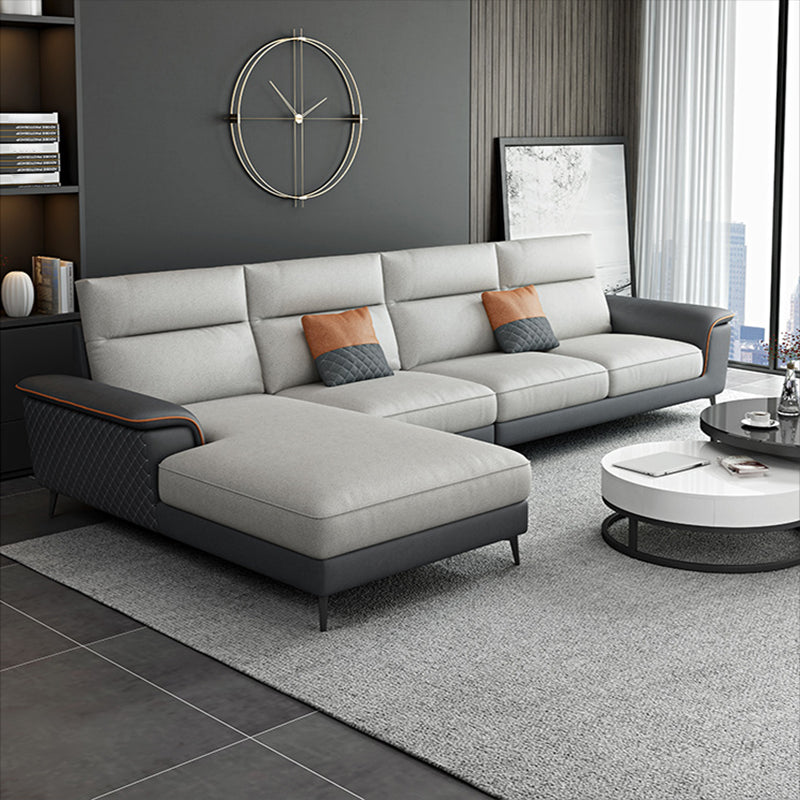 Contemporary Faux Leather Stationary Living Room Cushions Sofa Chaise