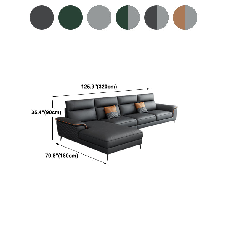 Contemporary Faux Leather Stationary Living Room Cushions Sofa Chaise