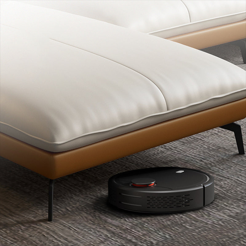 Glam Stationary Genuine Leather Pillow Top Arm Cushions Sofa Chaise