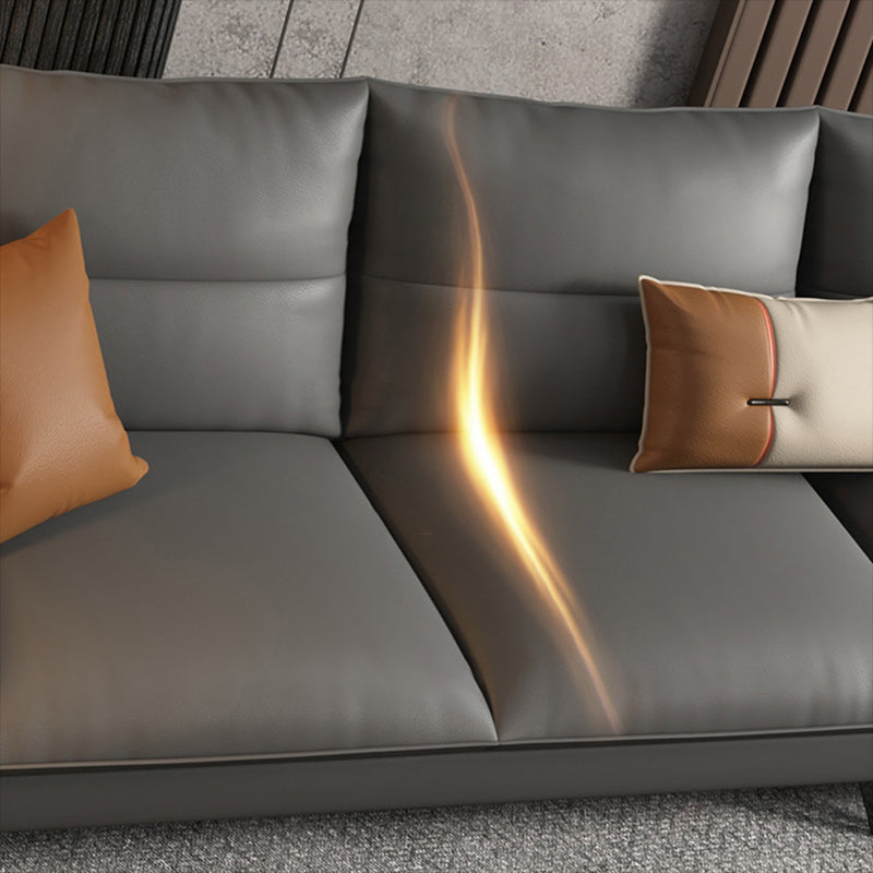 Glam Stationary Flared Arm Genuine Leather Living Room Sofa Chaise