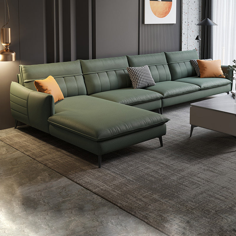 Glam Stationary Faux Leather Living Room Recessed Arm Cushions Sofa