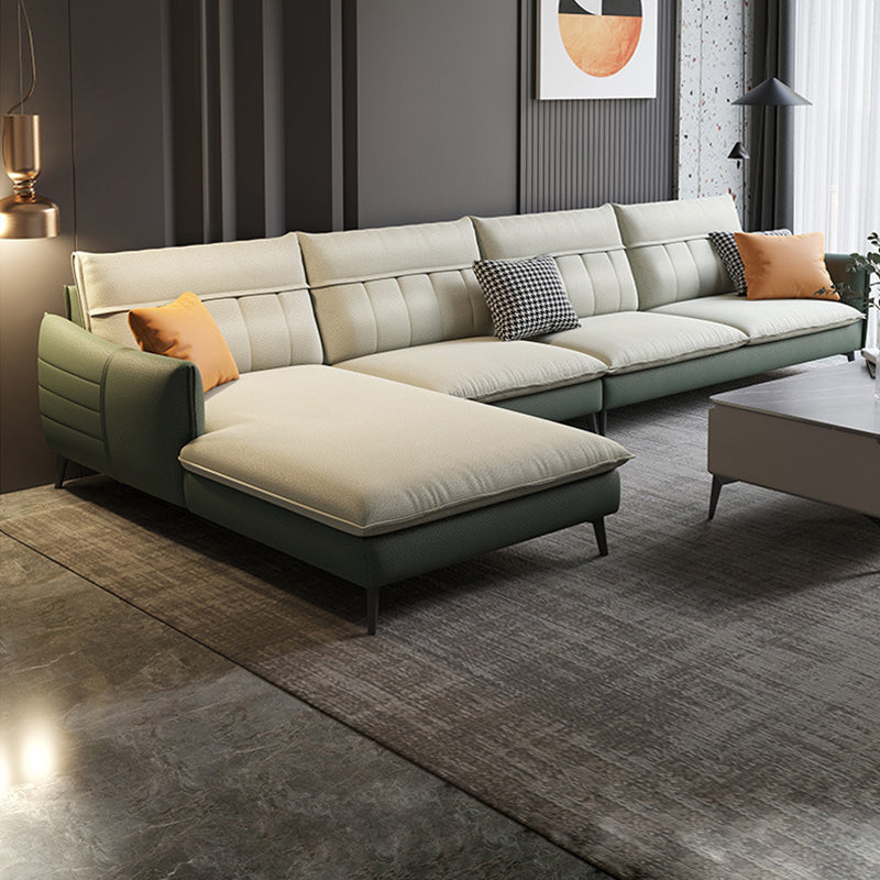 Glam Stationary Faux Leather Living Room Recessed Arm Cushions Sofa