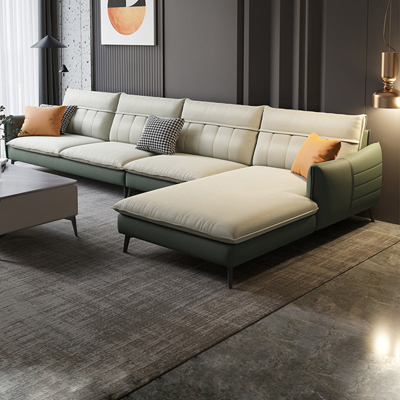 Glam Stationary Faux Leather Living Room Recessed Arm Cushions Sofa