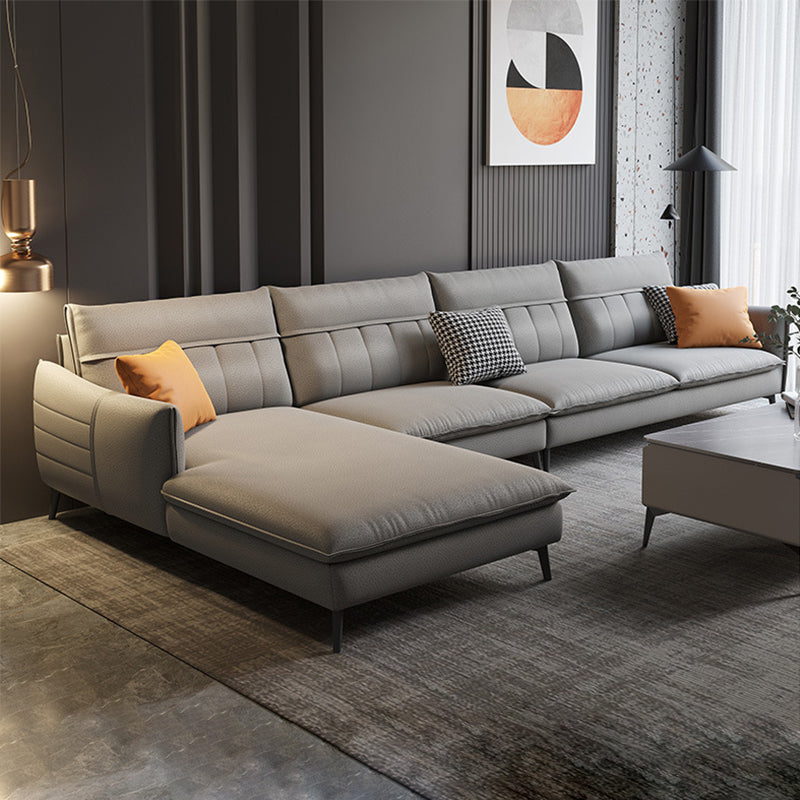 Glam Stationary Faux Leather Living Room Recessed Arm Cushions Sofa