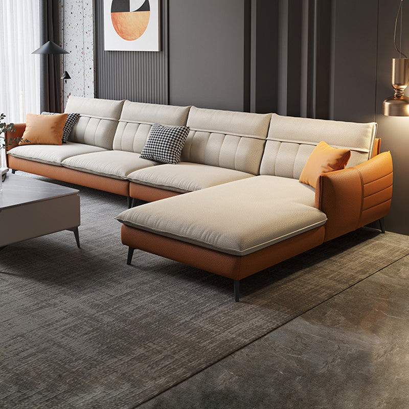 Glam Stationary Faux Leather Living Room Recessed Arm Cushions Sofa