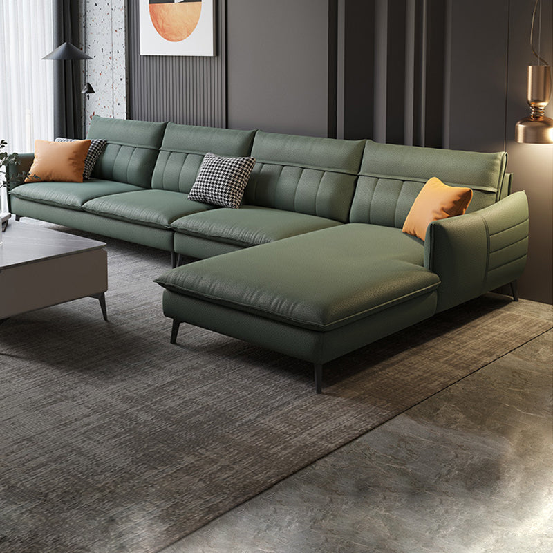 Glam Stationary Faux Leather Living Room Recessed Arm Cushions Sofa