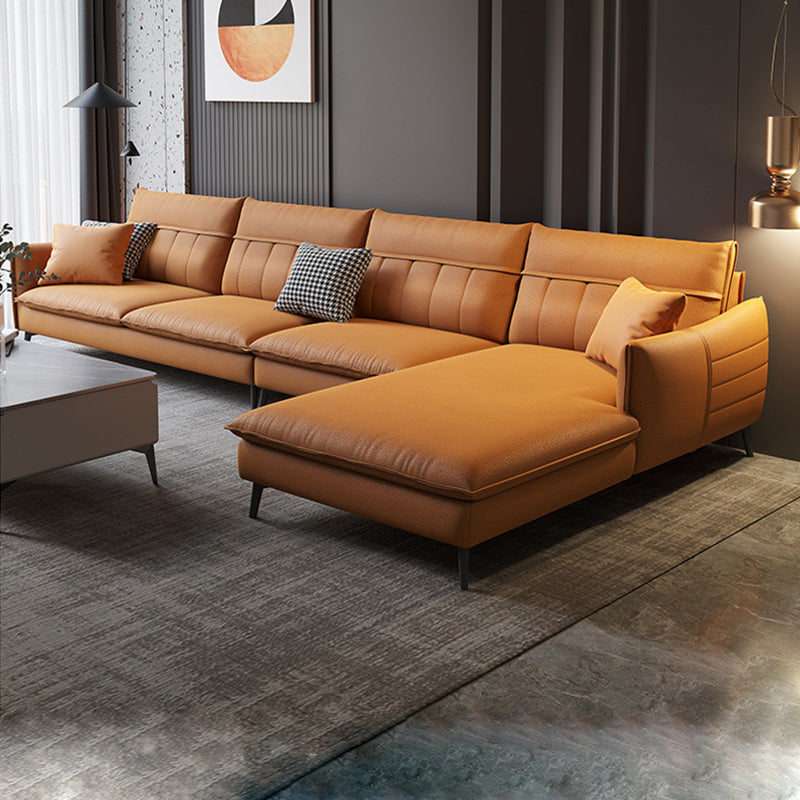 Glam Stationary Faux Leather Living Room Recessed Arm Cushions Sofa