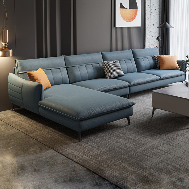 Glam Stationary Faux Leather Living Room Recessed Arm Cushions Sofa