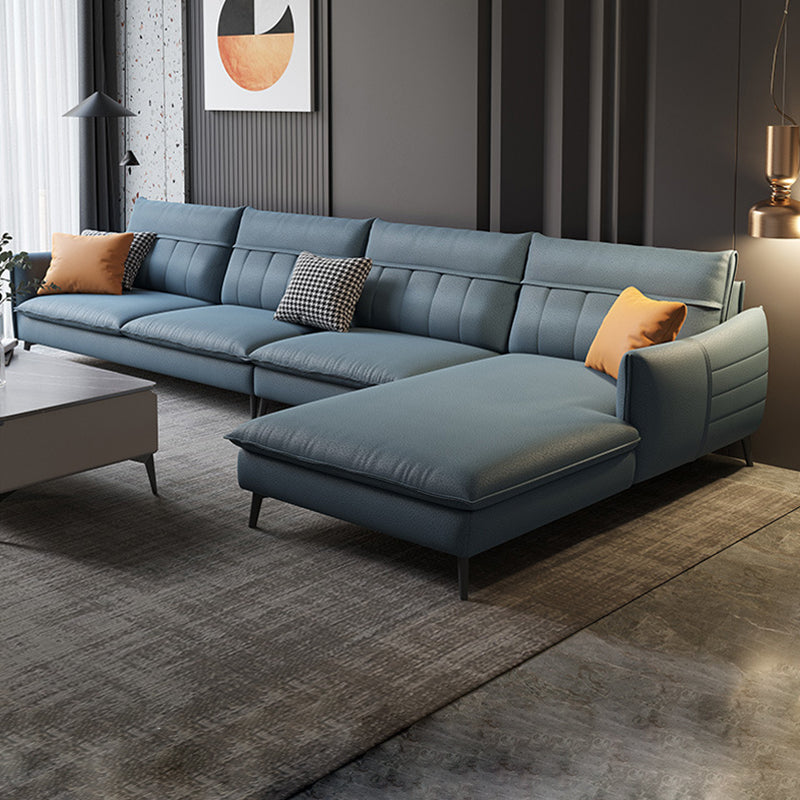 Glam Stationary Faux Leather Living Room Recessed Arm Cushions Sofa