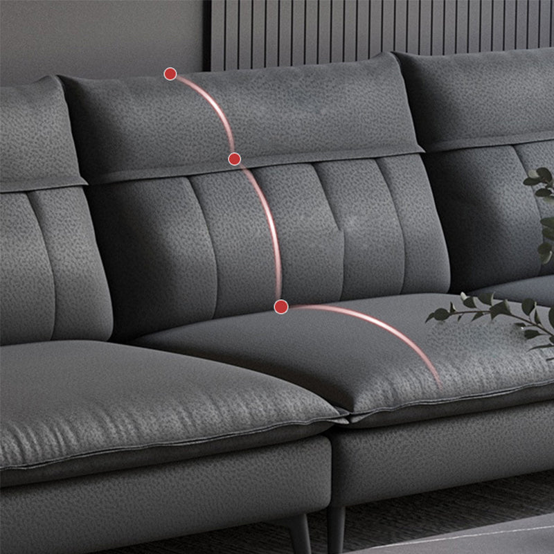 Glam Stationary Faux Leather Living Room Recessed Arm Cushions Sofa