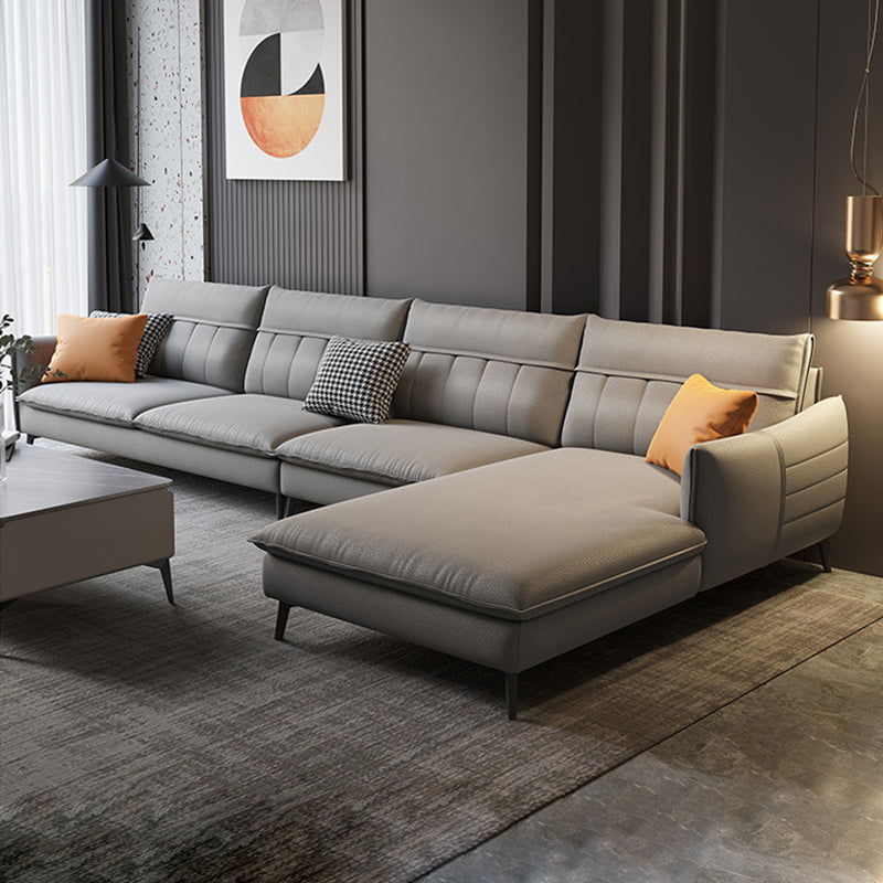 Glam Stationary Faux Leather Living Room Recessed Arm Cushions Sofa