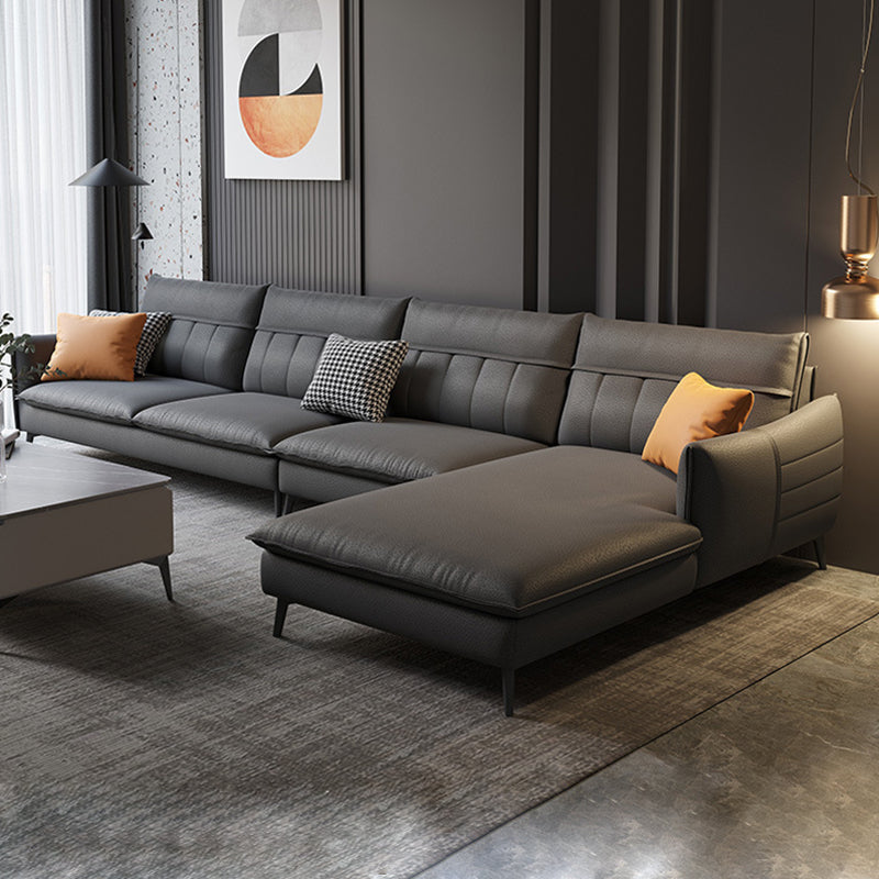 Glam Stationary Faux Leather Living Room Recessed Arm Cushions Sofa