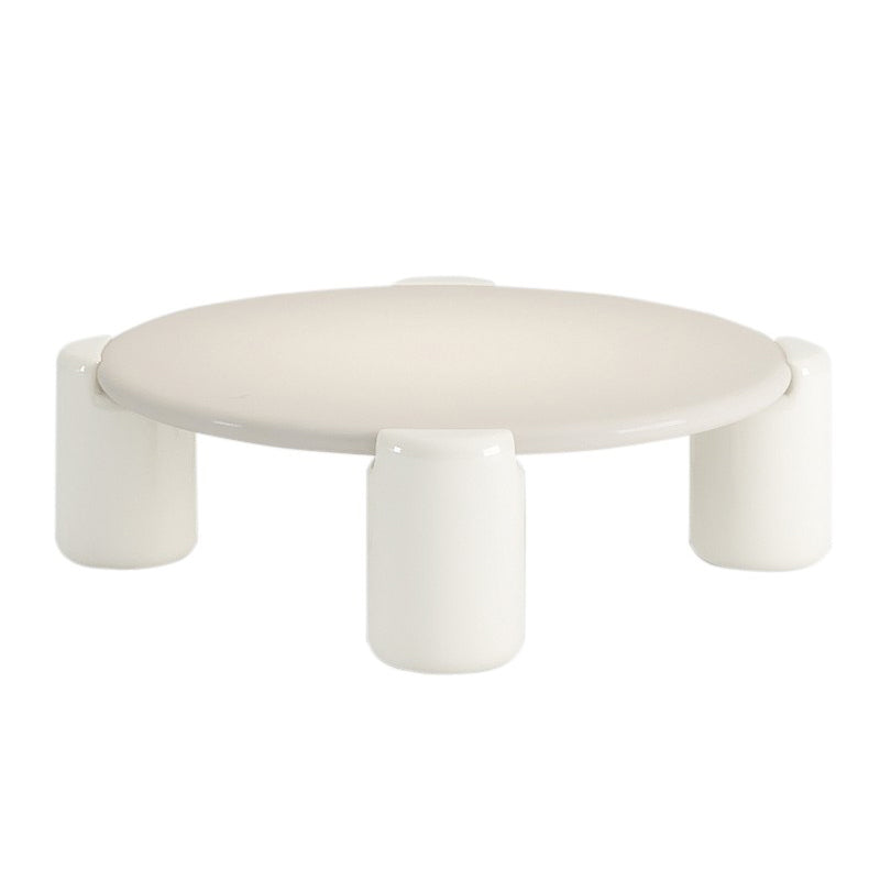 Modern Round Wood Coffee Table with 4 Legs Coffee Table in White