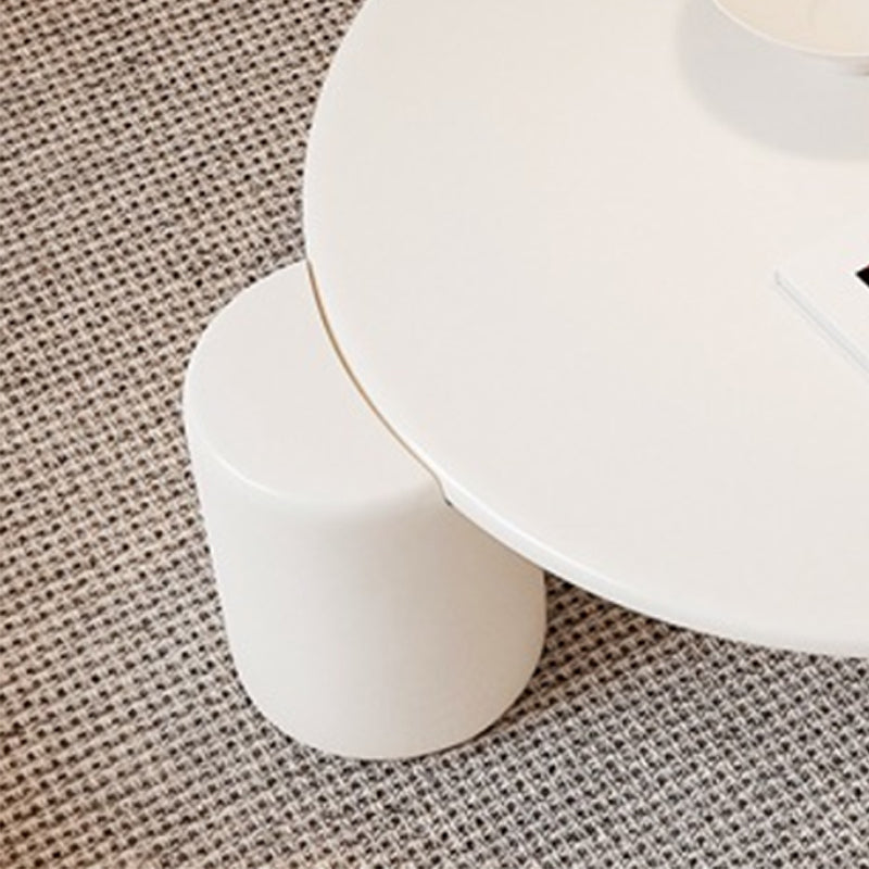 Modern Round Wood Coffee Table with 4 Legs Coffee Table in White