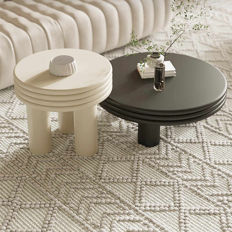 Contemporary Round Coffee Table Wooden Cocktail Table with 3 Legs