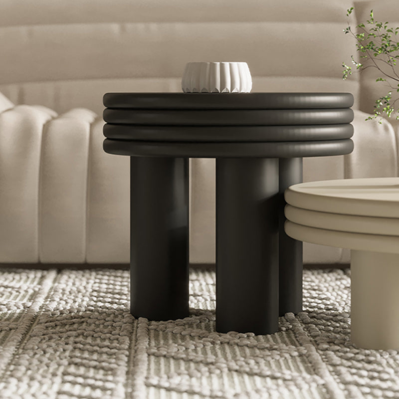 Contemporary Round Coffee Table Wooden Cocktail Table with 3 Legs