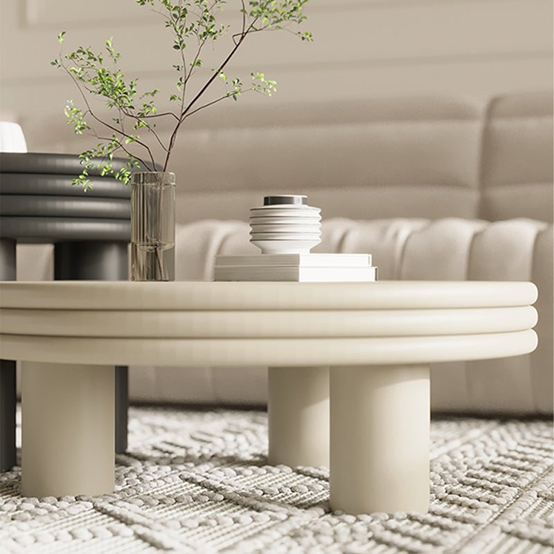Contemporary Round Coffee Table Wooden Cocktail Table with 3 Legs