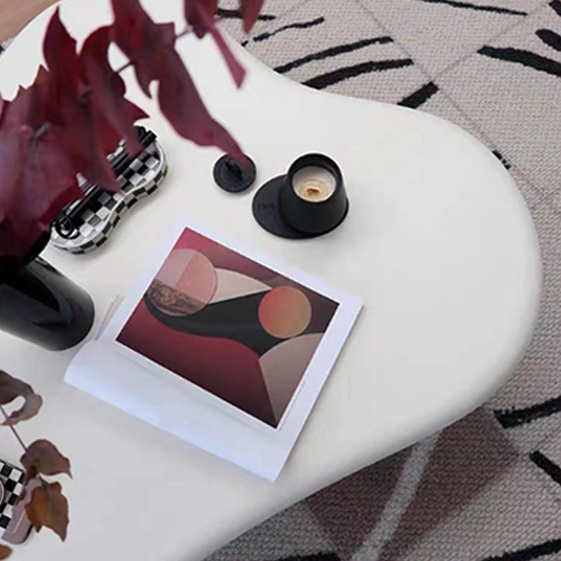 Scandinavian 4 Legs Coffee Table Free form Wooden Cocktail Table in White