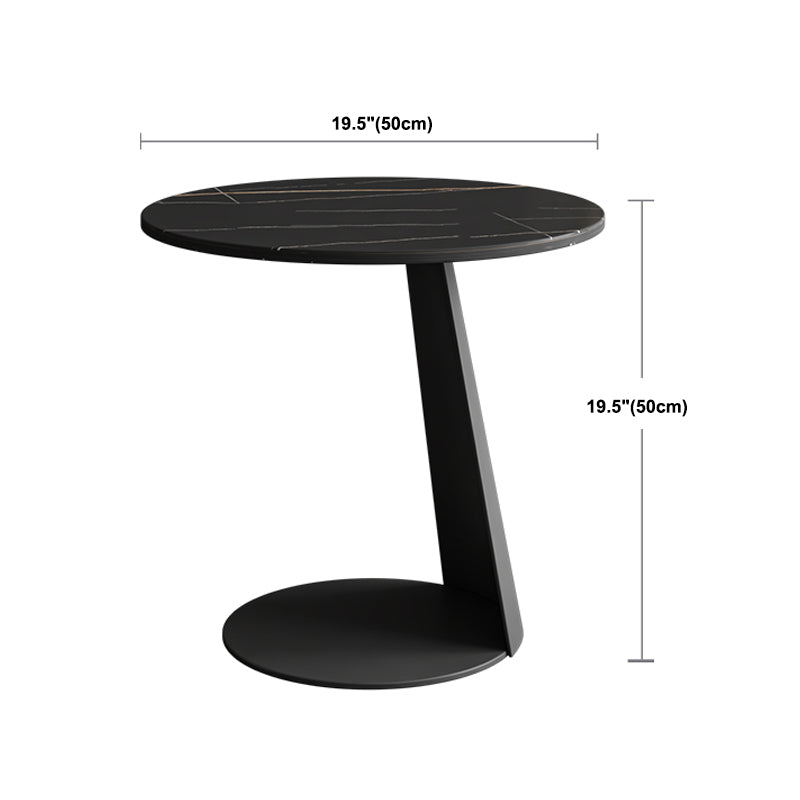 Stone Top Coffee Table with Black Metal Legs for Living Room