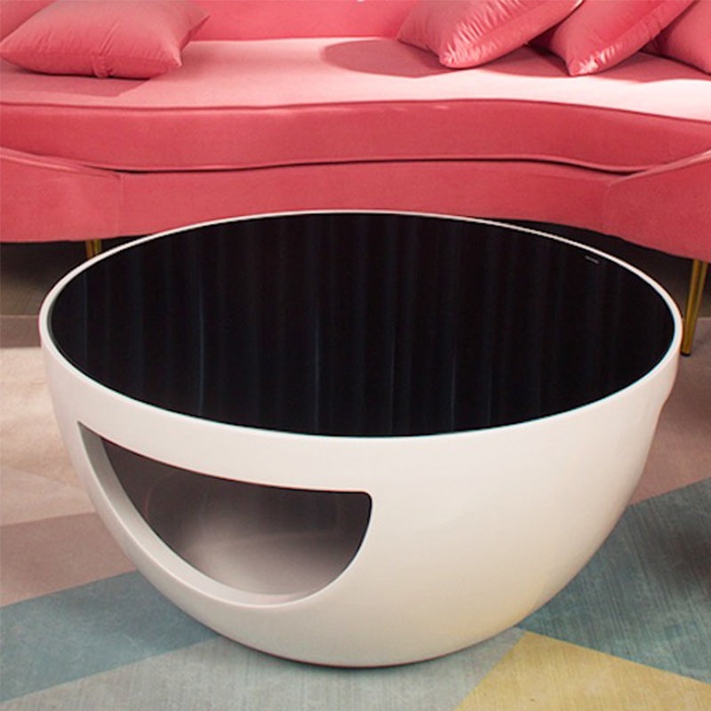 Round Glass Coffee Table Modern Simple Shelf Included Cocktail Table - Dia 32.28"