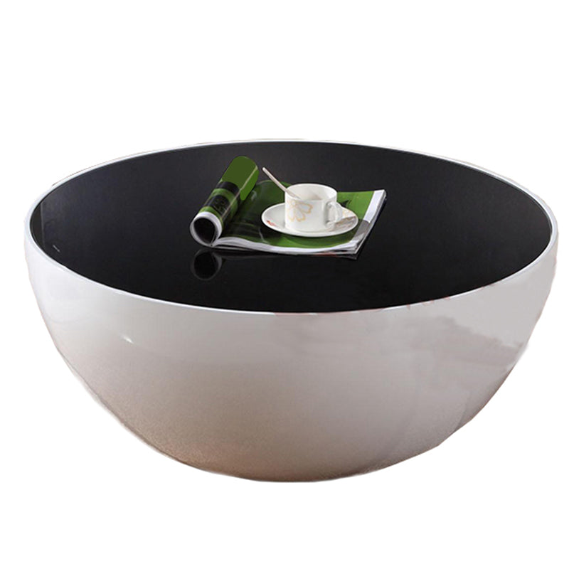 Round Glass Coffee Table Modern Simple Shelf Included Cocktail Table - Dia 32.28"