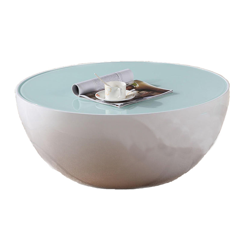 Round Glass Coffee Table Modern Simple Shelf Included Cocktail Table - Dia 32.28"