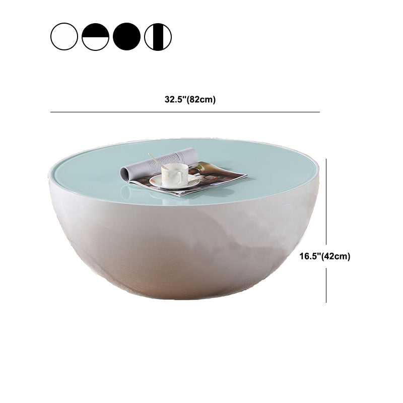 Round Glass Coffee Table Modern Simple Shelf Included Cocktail Table - Dia 32.28"