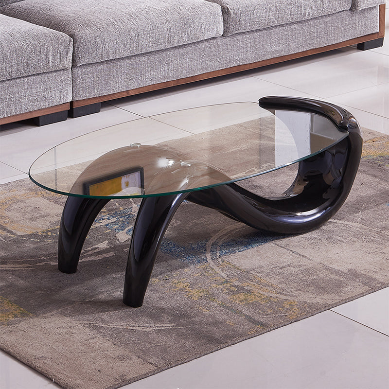 Abstract 1 Single Cocktail Table Modern Clear Glass Top Coffee Table