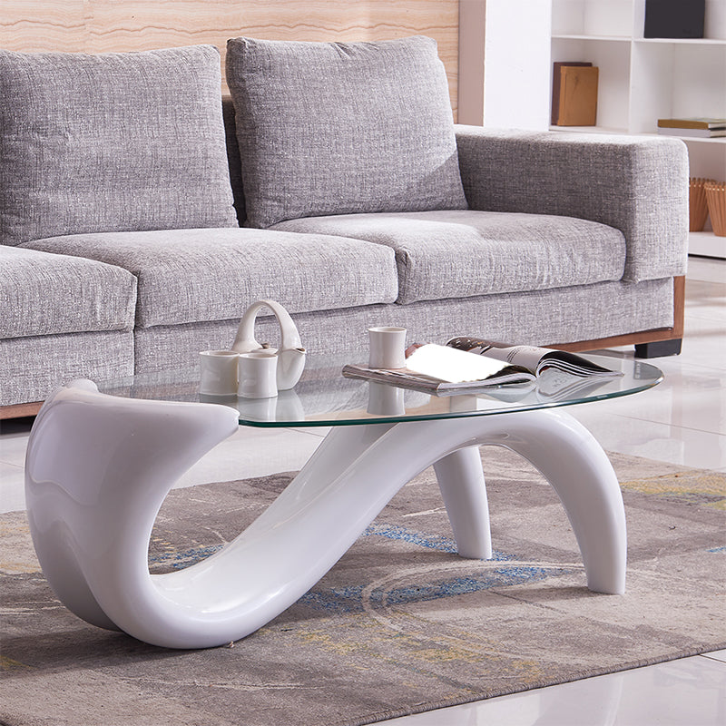 Abstract 1 Single Cocktail Table Modern Clear Glass Top Coffee Table