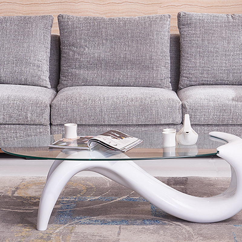 Abstract 1 Single Cocktail Table Modern Clear Glass Top Coffee Table