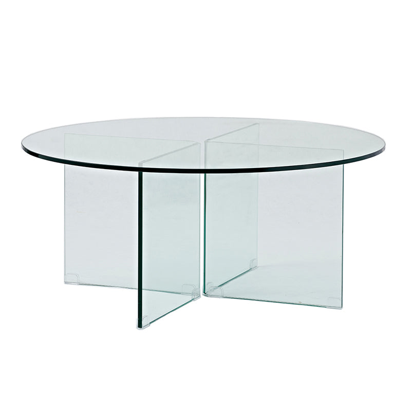 Round Clear Glass Coffee Table Dia 39.37-In 1 Single Cocktail Table