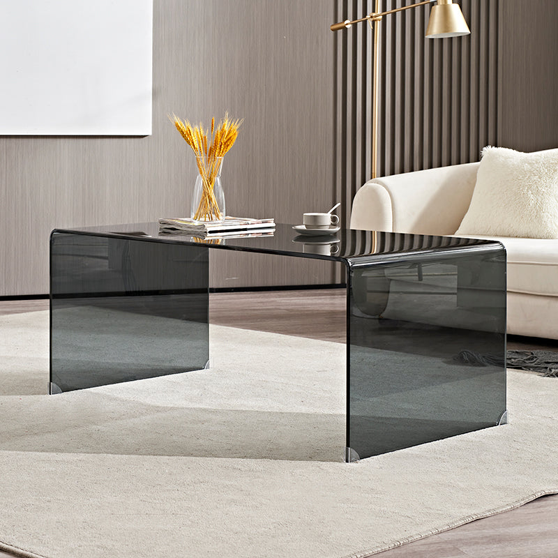 Modern Clear Glass Coffee Table 19.69"h Minimalist Cocktail Table