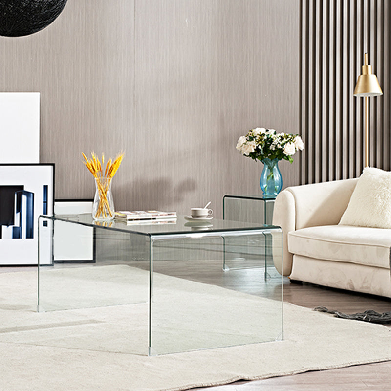 Modern Clear Glass Coffee Table 19.69"h Minimalist Cocktail Table