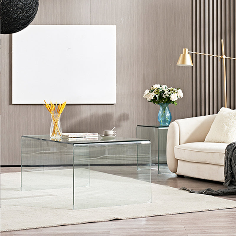 Modern Clear Glass Coffee Table 19.69"h Minimalist Cocktail Table