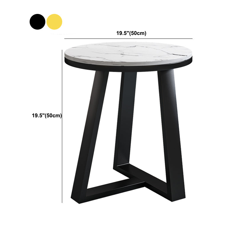 Oval Stone Top Coffee Table with Iron Cross Base Cocktail Table in White