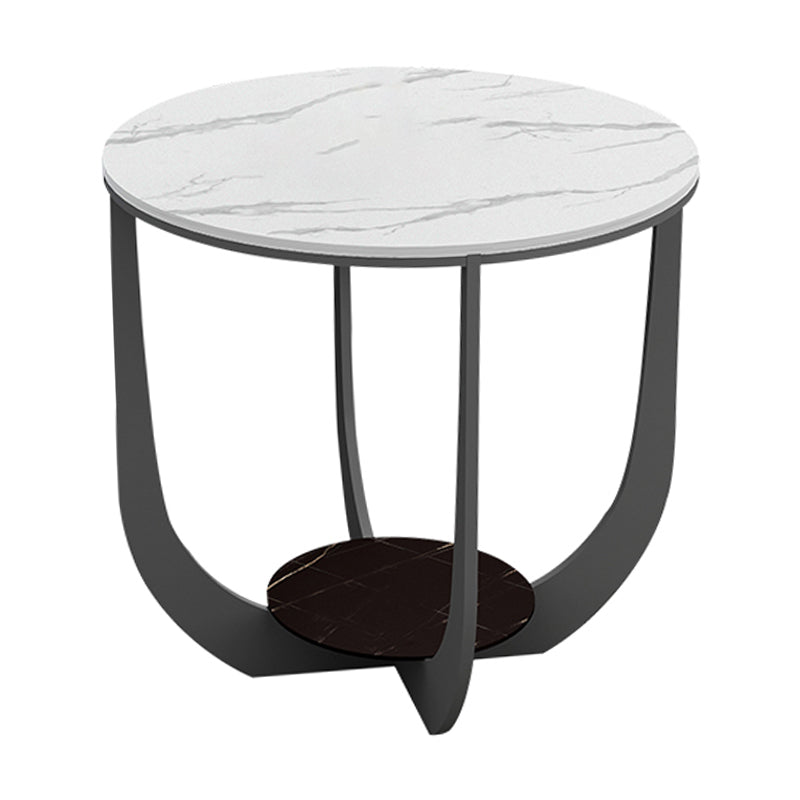 Modern Round Coffee Table Stone Cross Legs Coffee Table with Storage