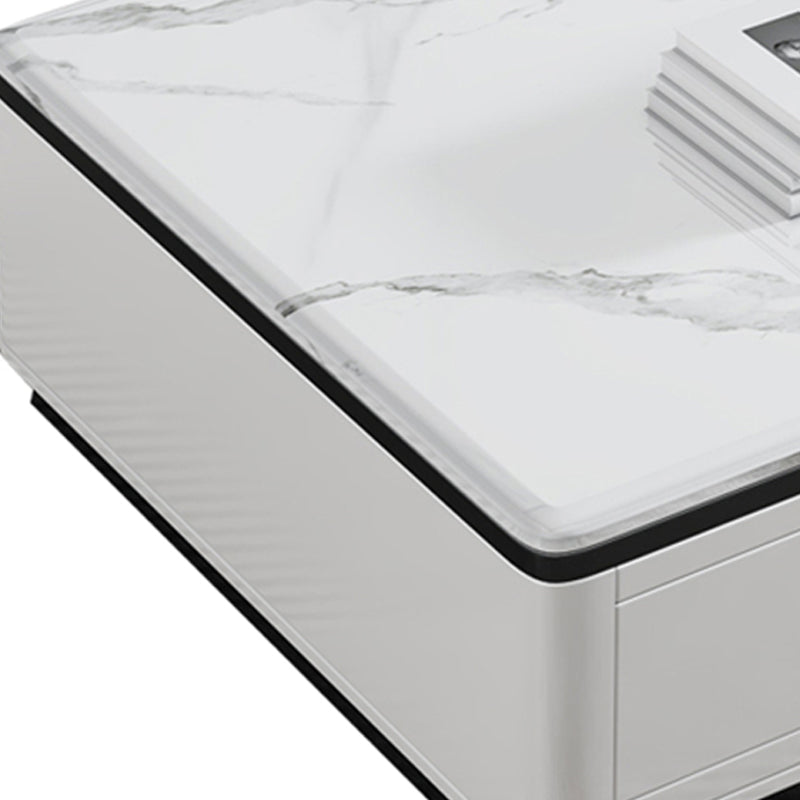 Stone Rectangular Coffee Table with Drawers 15.75" H 1 Single Cocktail Table