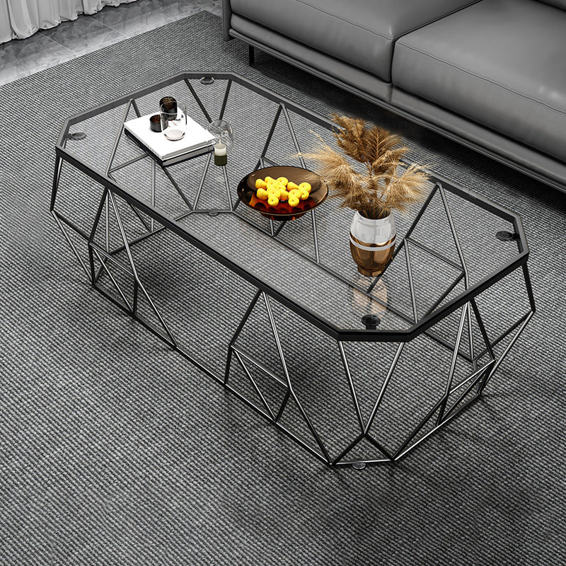 Modern Frame Coffee Cocktail Table Rectangular Glass Top Cocktail Table for Home