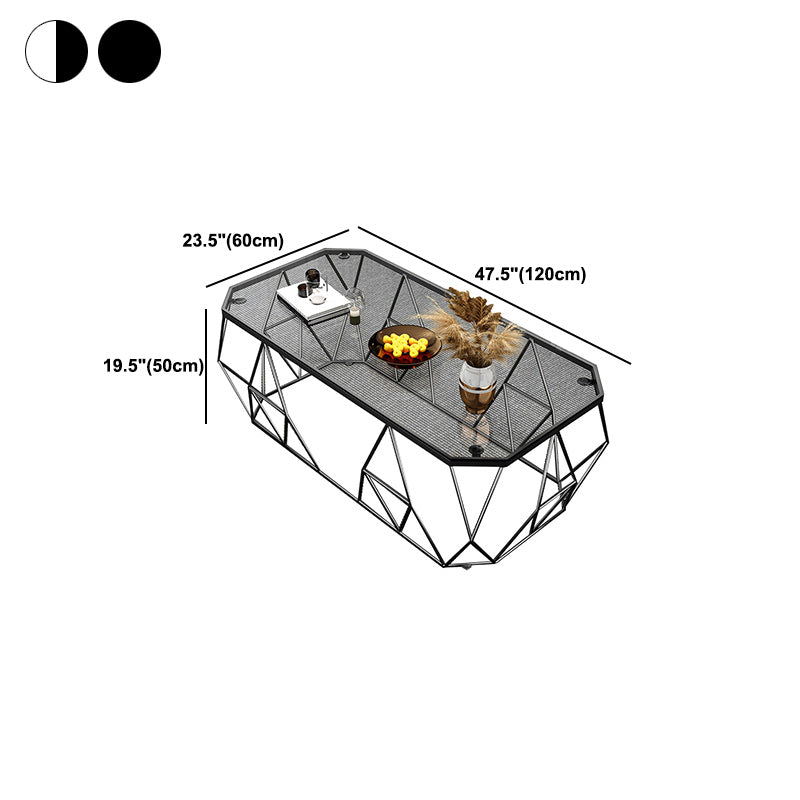 Modern Frame Coffee Cocktail Table Rectangular Glass Top Cocktail Table for Home