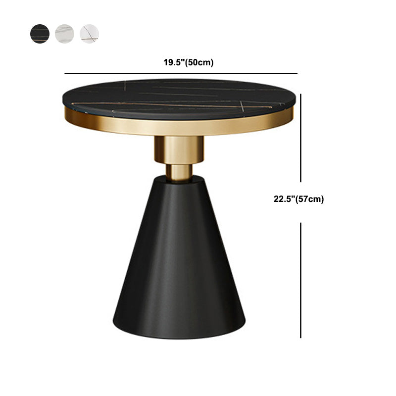 22.44" Tall Contemporary Style Side End Table Metal Pedestal Round Sofa Side Accent Table