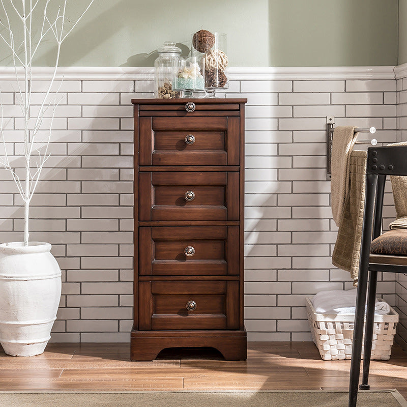 Contemporary Accent Chest with 4 Drawers and Distressed Finish Metal
