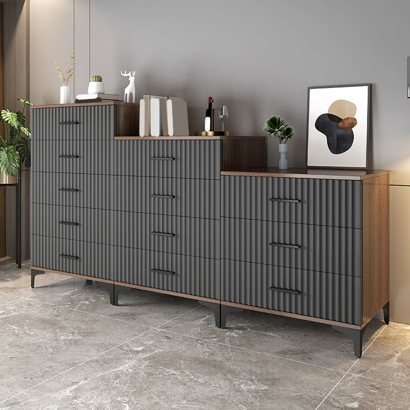 Contemporary Rectangle Accent Chest with Brown Top and Metal Legs