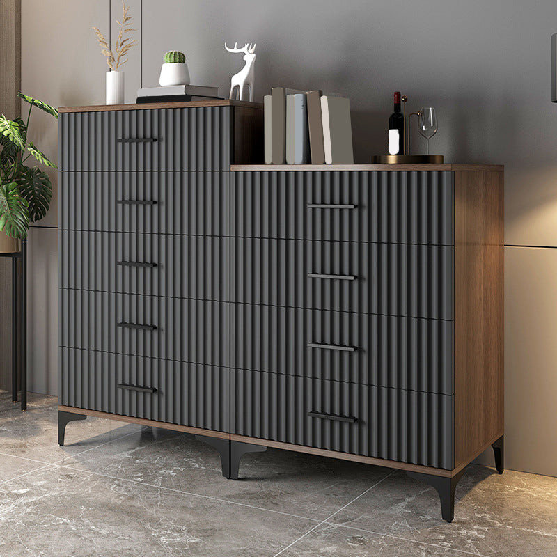 Contemporary Rectangle Accent Chest with Brown Top and Metal Legs