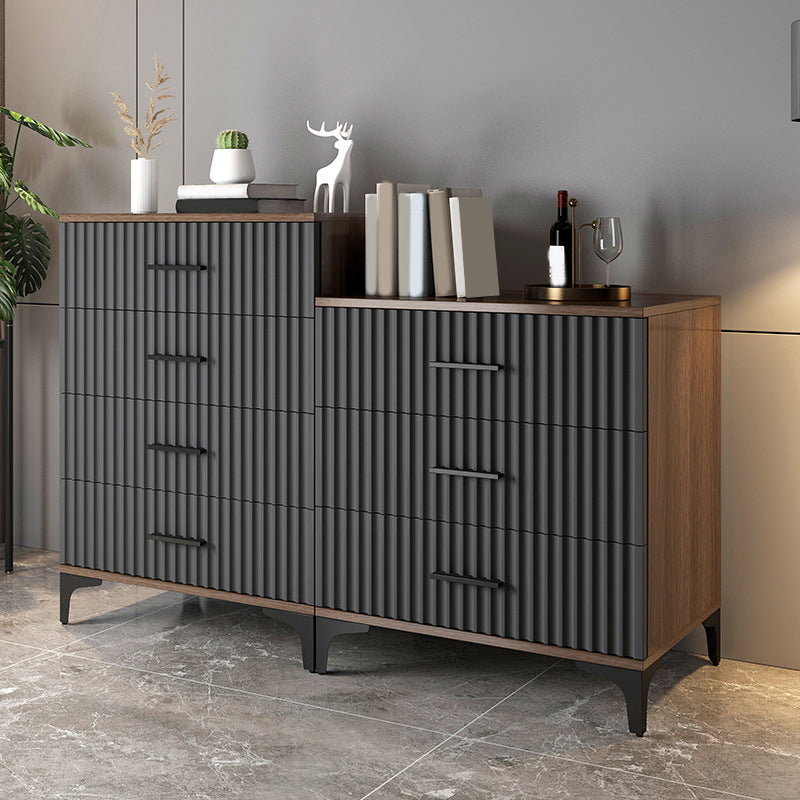 Contemporary Rectangle Accent Chest with Brown Top and Metal Legs